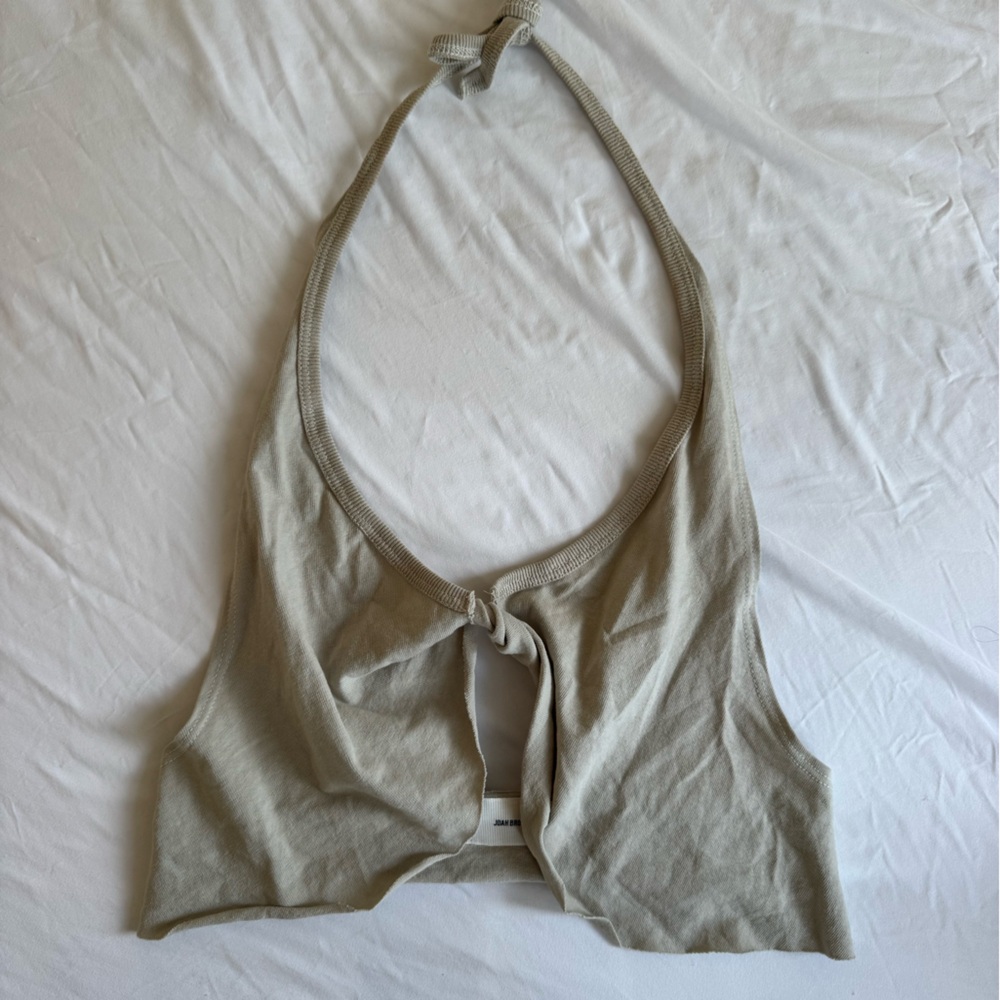 Joah Brown Beige Halter Crop Top